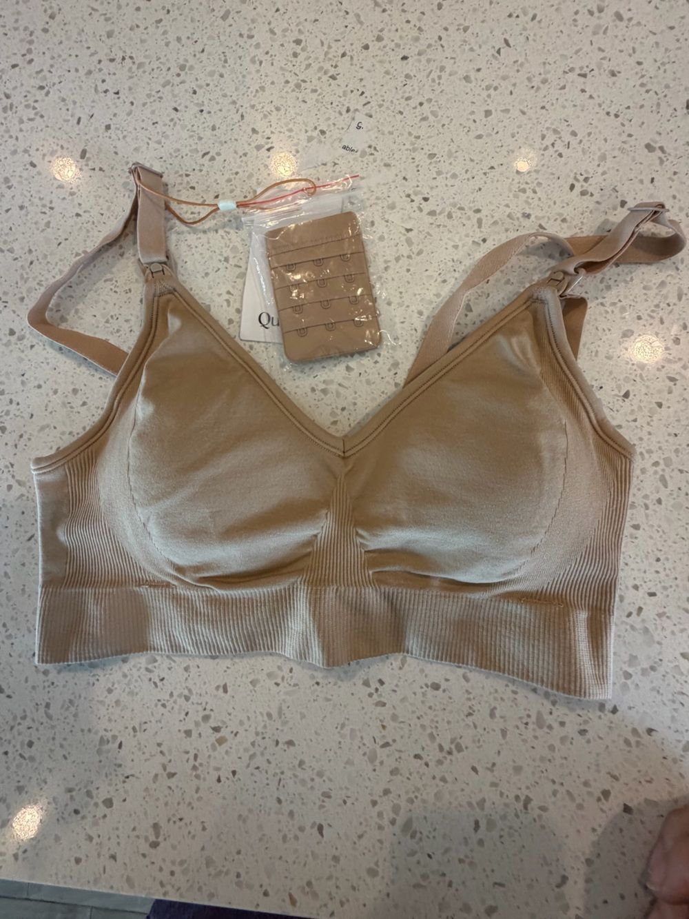 Quince Seamless Maternity Nursing Nude Beige Sand Bralette Bra S